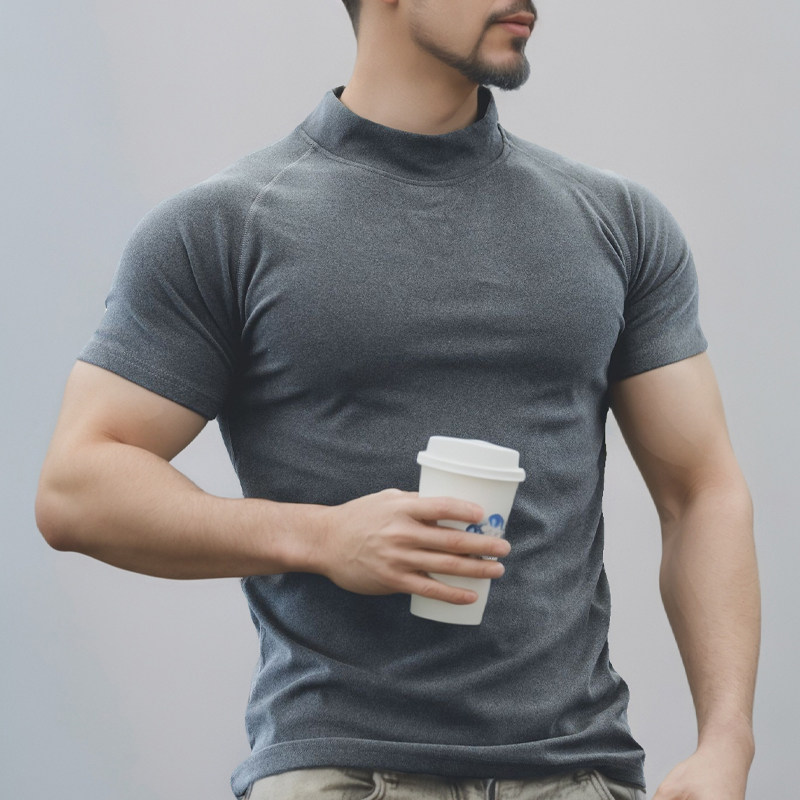 铁血肌肉半高领插肩款短袖健身狗兄弟双面德绒男休闲网红保暖t恤,淘宝优惠券,粉丝福利购,淘宝优惠卷