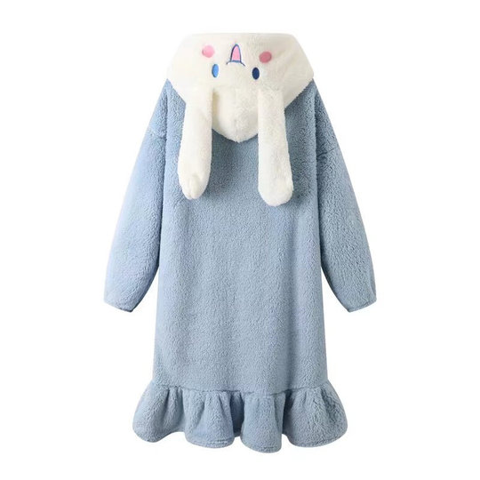 儿童睡袍玉桂狗加绒加厚睡衣女童秋冬珊瑚绒可外穿家居服套装浴袍