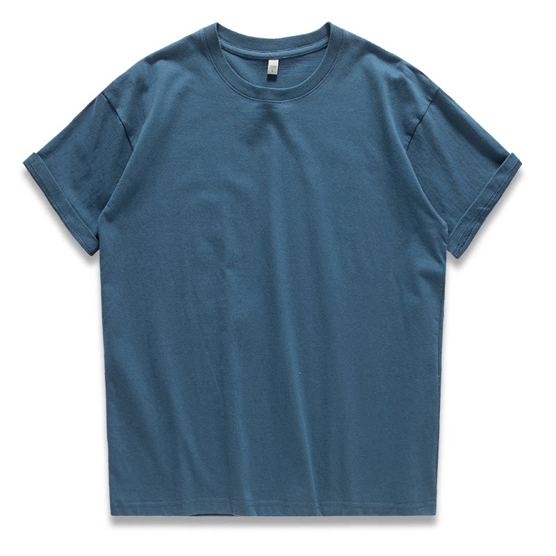 重磅短袖宽松大码日系男女百搭纯棉t恤夏季圆领百搭夏季纯色