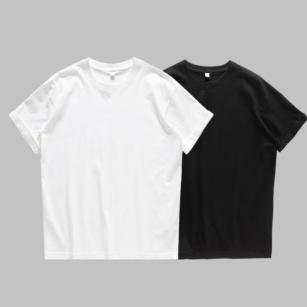 美式220g重磅纯棉短袖t恤男圆领宽松男纯白色打底衫男士夏季半袖