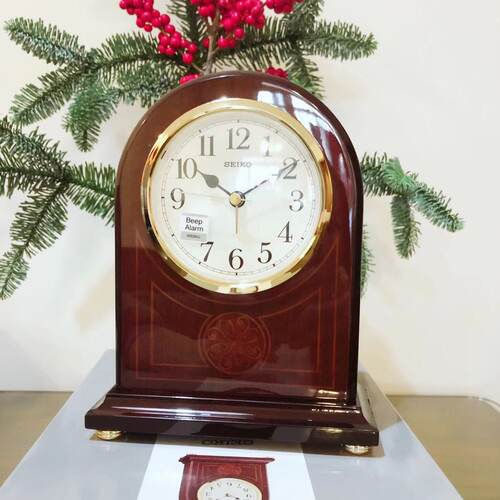 日本丽声RHYTHM实木贝壳经典小座钟卧室床头罗马数字台钟CRG114 - 图2