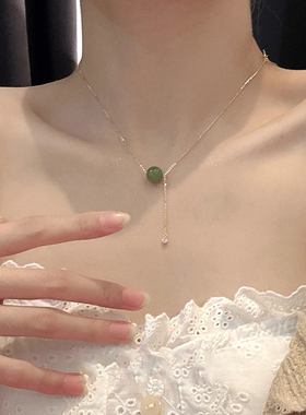 碧绿和仿田玉项链轻奢小众