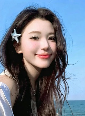 韩系简约蓝色海星发夹女