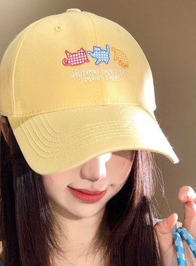 韩版卡通刺绣显脸小棒球帽女款