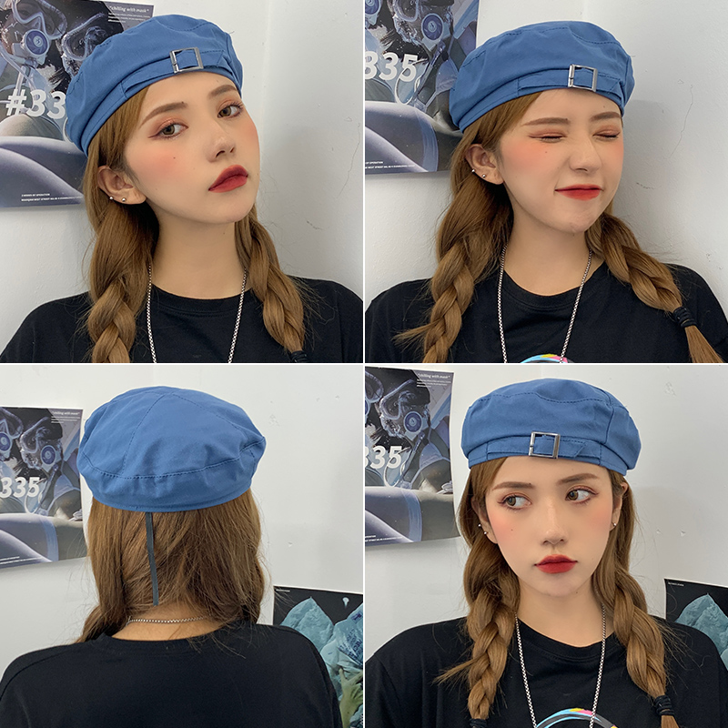 画蔻旗舰店贝雷帽女薄款夏季黑色ins八角帽子网红韩版日系英伦复古画家帽潮0