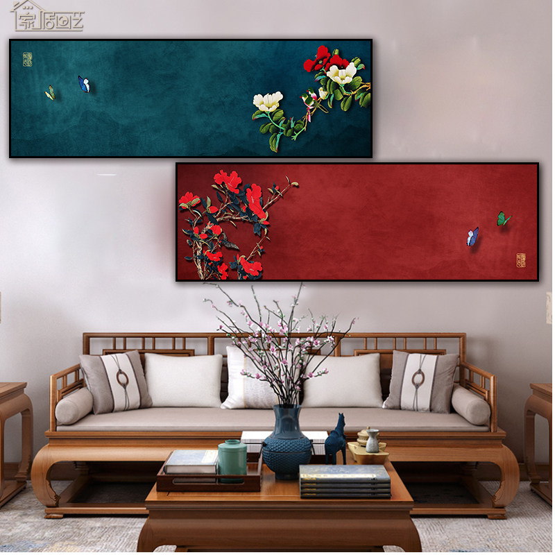 新中式客厅装饰中国风古典横幅挂画卧室床头沙发壁画餐厅书房墙画,淘宝优惠券,粉丝福利购,淘宝优惠卷