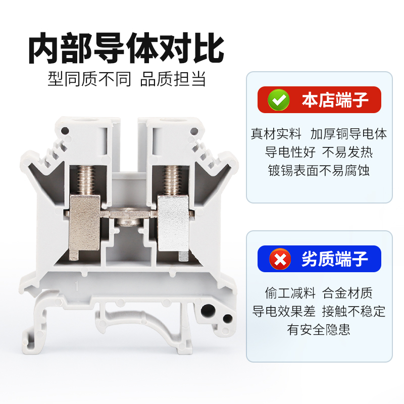 UK端子排UK2.5B/2.5N/3N/6N/10N导轨式接线端子纯铜电压端子100片 - 图3