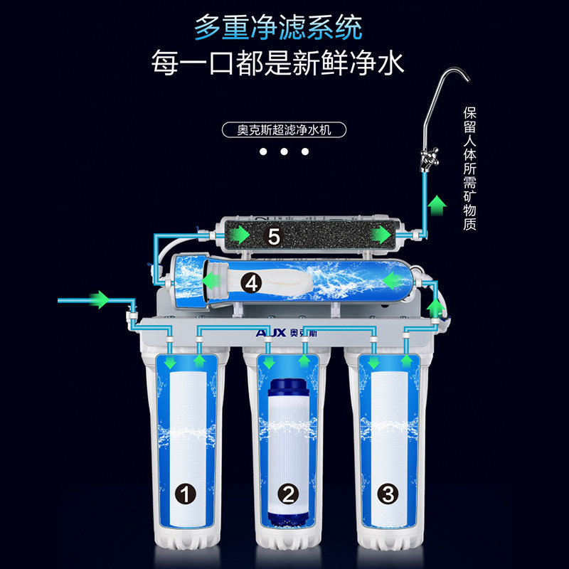 奥克斯家用直饮自来水厨房超滤机 奥克斯品泉净水器