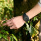 Casio small square magnetic fabric strap watch