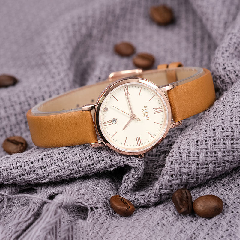 卡西欧女款小众正品简约sheen手表 casio创元日韩腕表