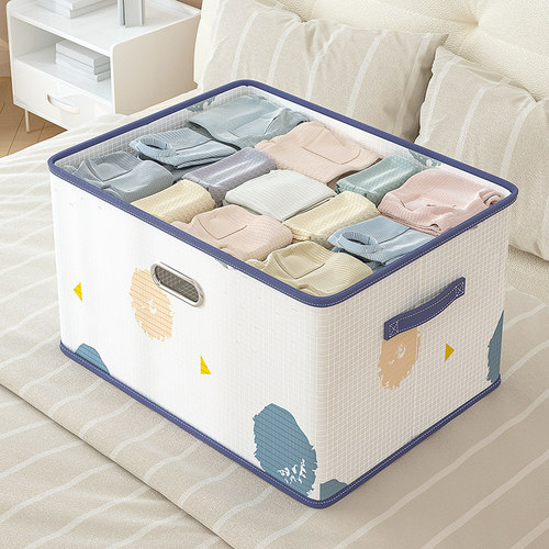 衣柜收纳盒整理盒可折叠带盖布艺大容量储物盒家用放衣服的收纳箱 - 图2