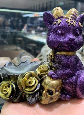 树脂羊角猫球座 实体经营 销售水晶球底座 矿标玉石底座创意