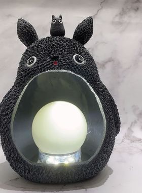 龙猫球座可diy粘碎石  水晶球矿标 玉石玉器蛋形底托 树脂工艺品