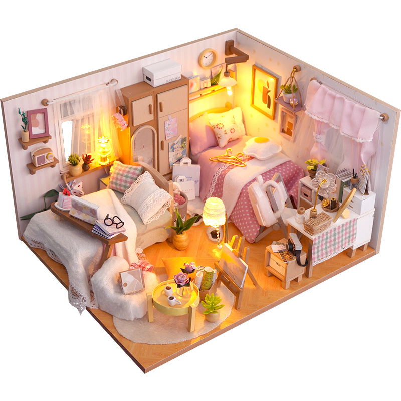 diy手工小屋伴我同行宿舍小房子拼装建筑模型屋玩具生日礼物女生