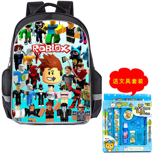 Roblox幼儿园通用书包男童送文具套装卡通可爱儿童双肩包简约双层 - 图3