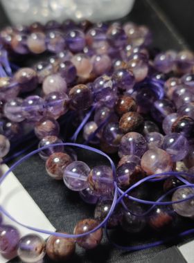 天然紫幽灵手串单圈紫色极光手链