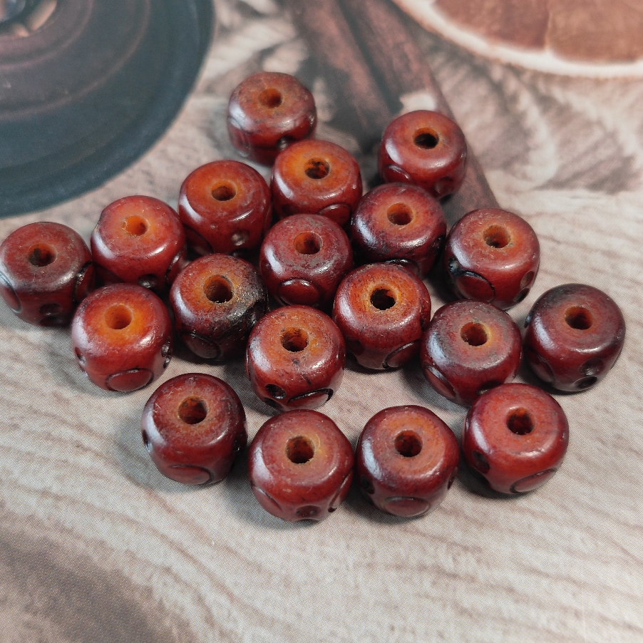 藏式手工雕刻咒点老料牦牛骨梅花隔片隔珠样式文玩diy配饰散珠 - 图1