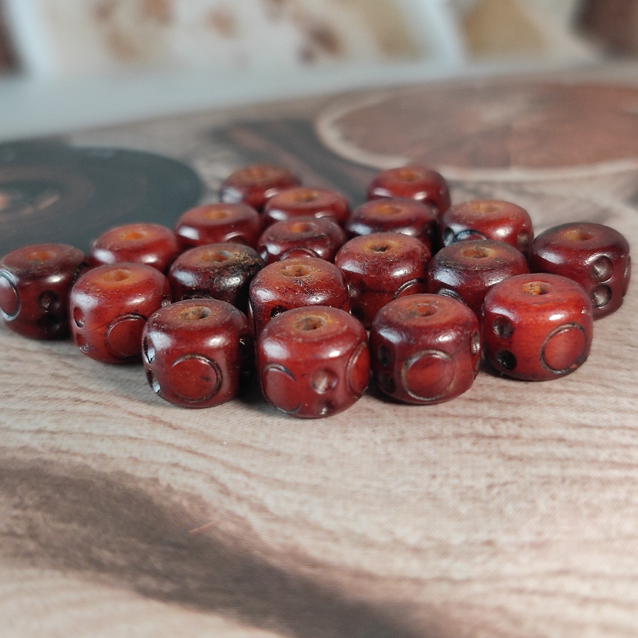 藏式手工雕刻咒点老料牦牛骨梅花隔片隔珠样式文玩diy配饰散珠 - 图0