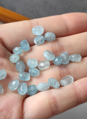 天然海蓝宝随行桶珠配件简约百搭串饰手工diy手链配件散珠配饰