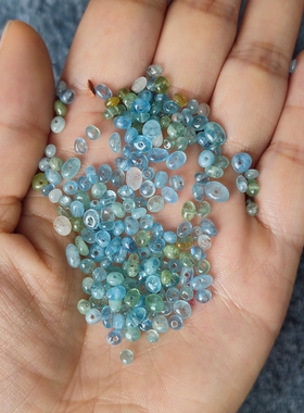 天然海蓝宝随行不规则小隔片隔珠散珠diy手工编织手链项链配件