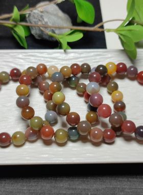 天然盐源玛瑙手链老矿料彩色搭配多宝手串手链单圈