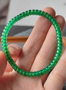 天然绿玛瑙红玛瑙手串女款冰种迷你药片小尺寸文玩手链单圈