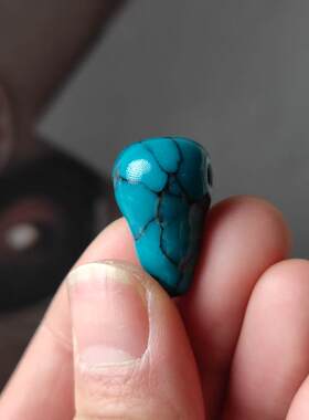 平替绿松石高瓷菱镁矿三通网花文玩配珠diy手串手链配饰