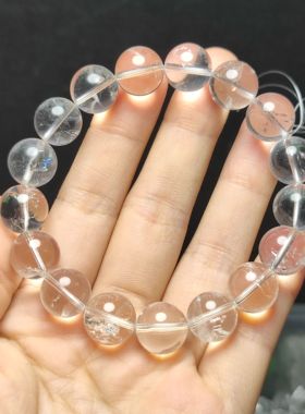 天然白水晶手链女款时尚简约单圈手串饰品礼物送女友闺蜜