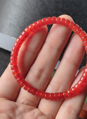 天然红玛瑙直切老型珠手串女款单圈手链饰品