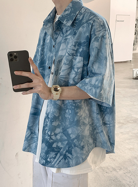 夏威夷潮流宽松上衣服扎染外套