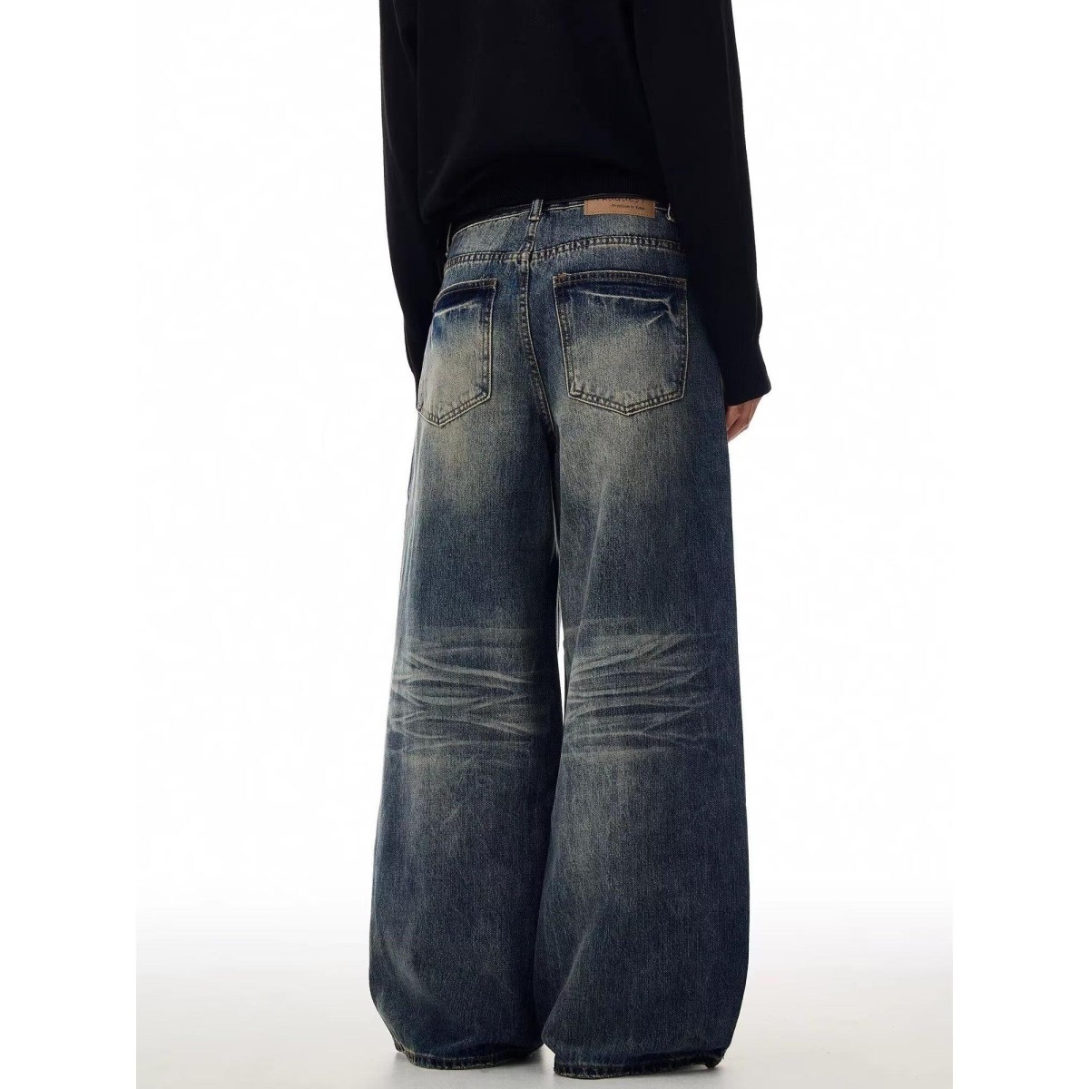 美式复古微喇牛仔裤男新款潮牌宽松直筒cleanfit高街痞帅阔腿长裤,淘宝优惠券,粉丝福利购,淘宝优惠卷