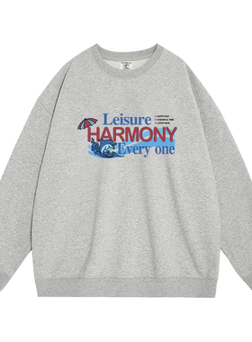 日本offcat简约高级感字母圆领卫衣女宽松韩系慵懒风百搭秋冬加绒