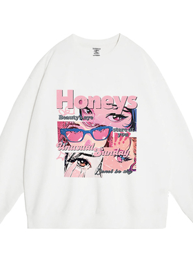 日本offcat古力娜扎同款高级感潮牌圆领黑色卫衣女美式慵懒风秋冬