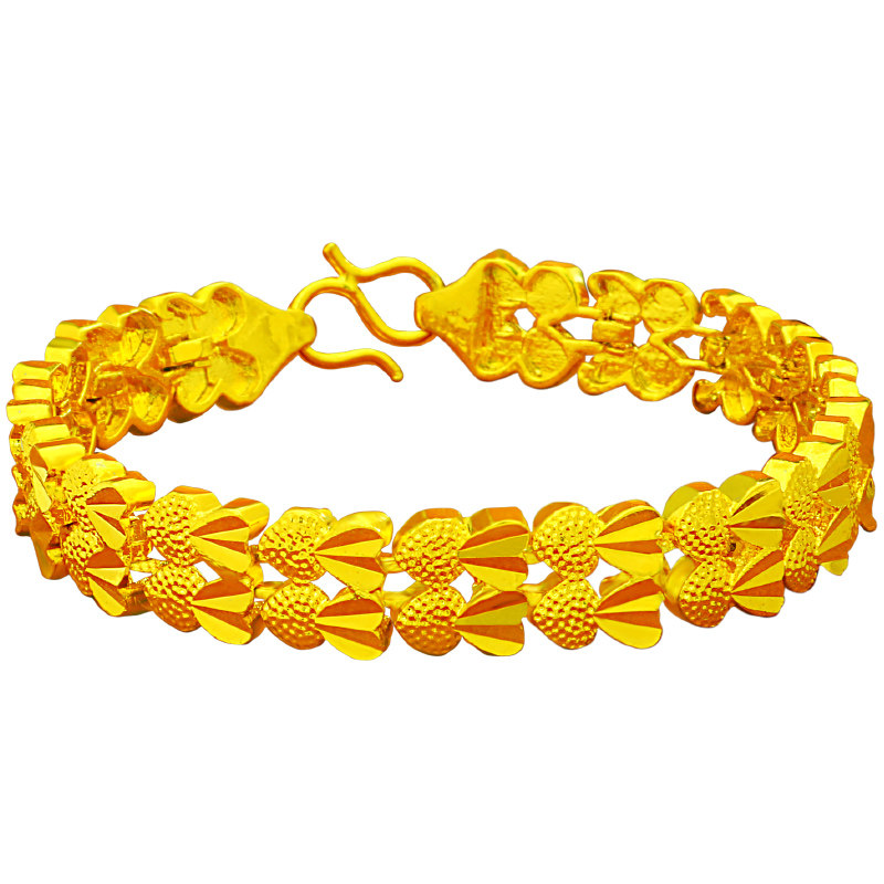 创缘黄金女细爱心手表链沙金礼手链 创缘饰品手链