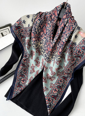 春秋90cm大方巾丝巾民族风领巾百搭波希米亚围巾scarf shawl lady