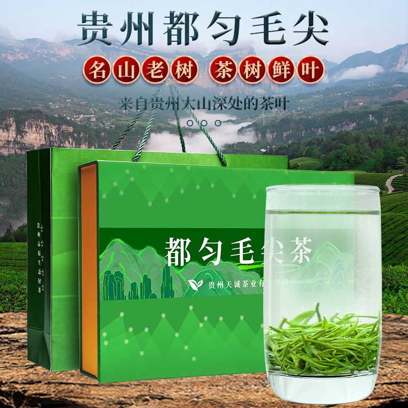 贵州都匀毛尖茶2023新茶明前芽头春茶浓香型绿茶特级茶叶礼盒装