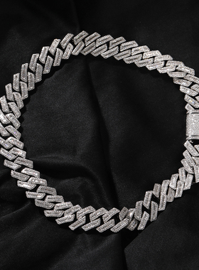 嘻哈诺米糯米同款项链百搭2024中国新说唱同款项链满钻条形古巴链