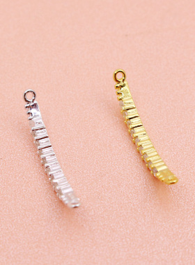 diy纯银双环月牙手工一字单吊坠