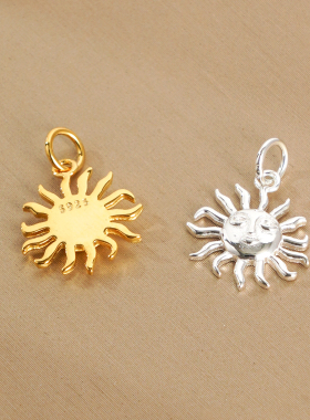 纯银快乐微笑款太阳花吊坠