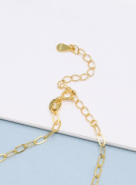 S925纯银椭圆形链子车十字链