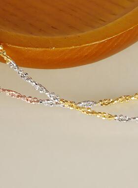 纯银双链妞纹麻花项圈颈圈