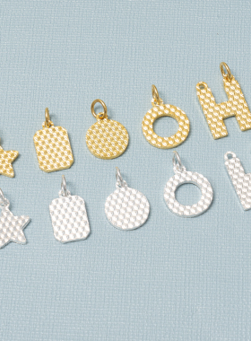 S925纯银5G黄金色五角星方形挂坠