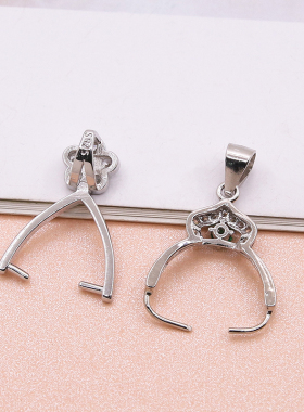 diy珠子纯银蜜蜡琥珀卡扣吊坠