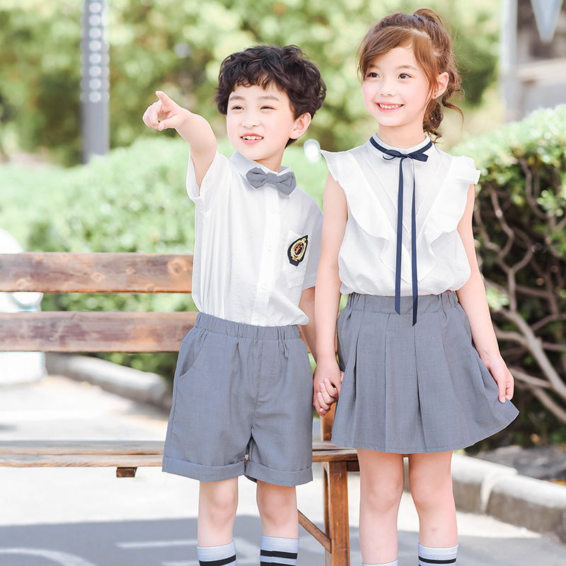 幼儿园园服夏季中小学生校服套装2024年新款英伦风毕业班服表演服