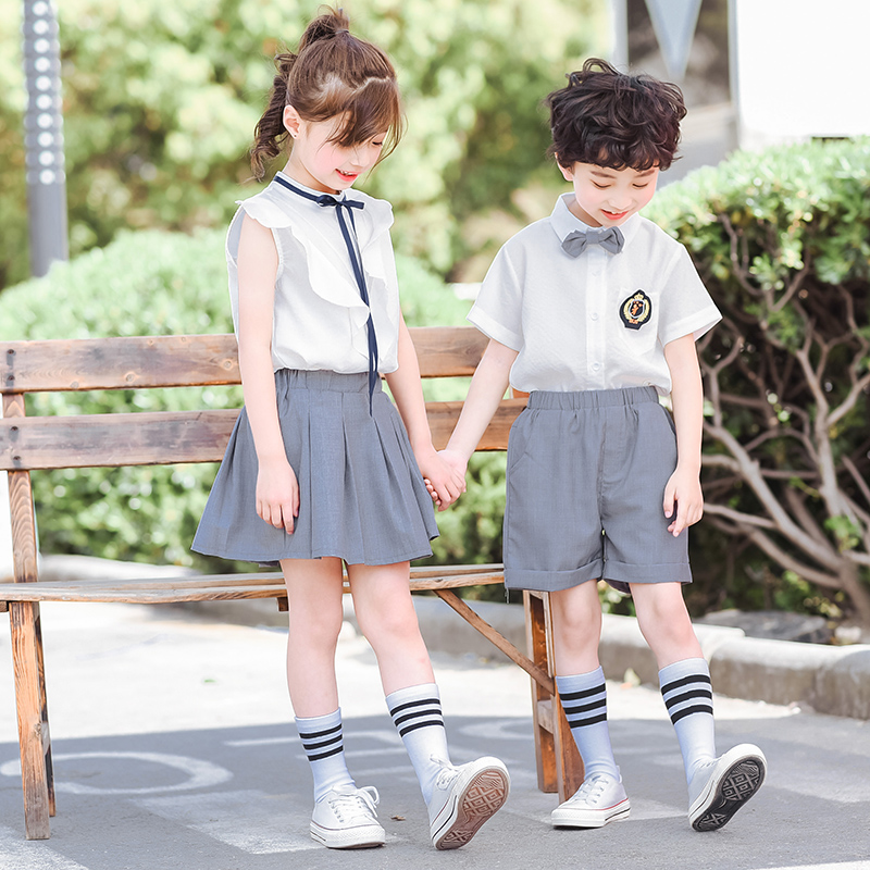 幼儿园园服夏季中小学生校服套装2024年新款英伦风毕业班服表演服-图2