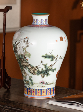宁封窑仿古瓷客厅装饰瓶祝寿礼品