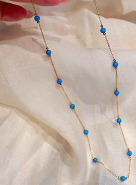 绿松石项链轻奢小众配饰女锁骨链不掉色简约感满天星颈链饰品