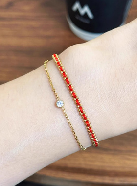 红绳手链女双层本命年转运