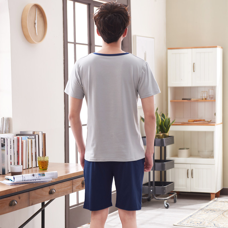 夏季男士莫代尔冰丝短袖短裤棉睡衣 亨黛睡衣/家居服套装