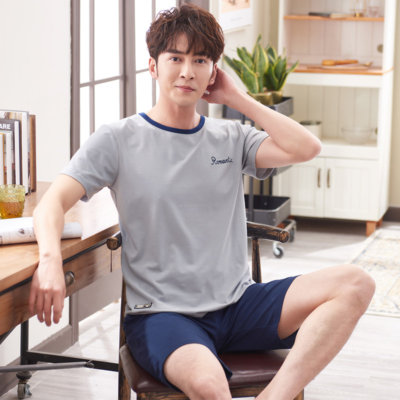 夏季男士莫代尔冰丝短袖短裤棉睡衣 亨黛睡衣/家居服套装